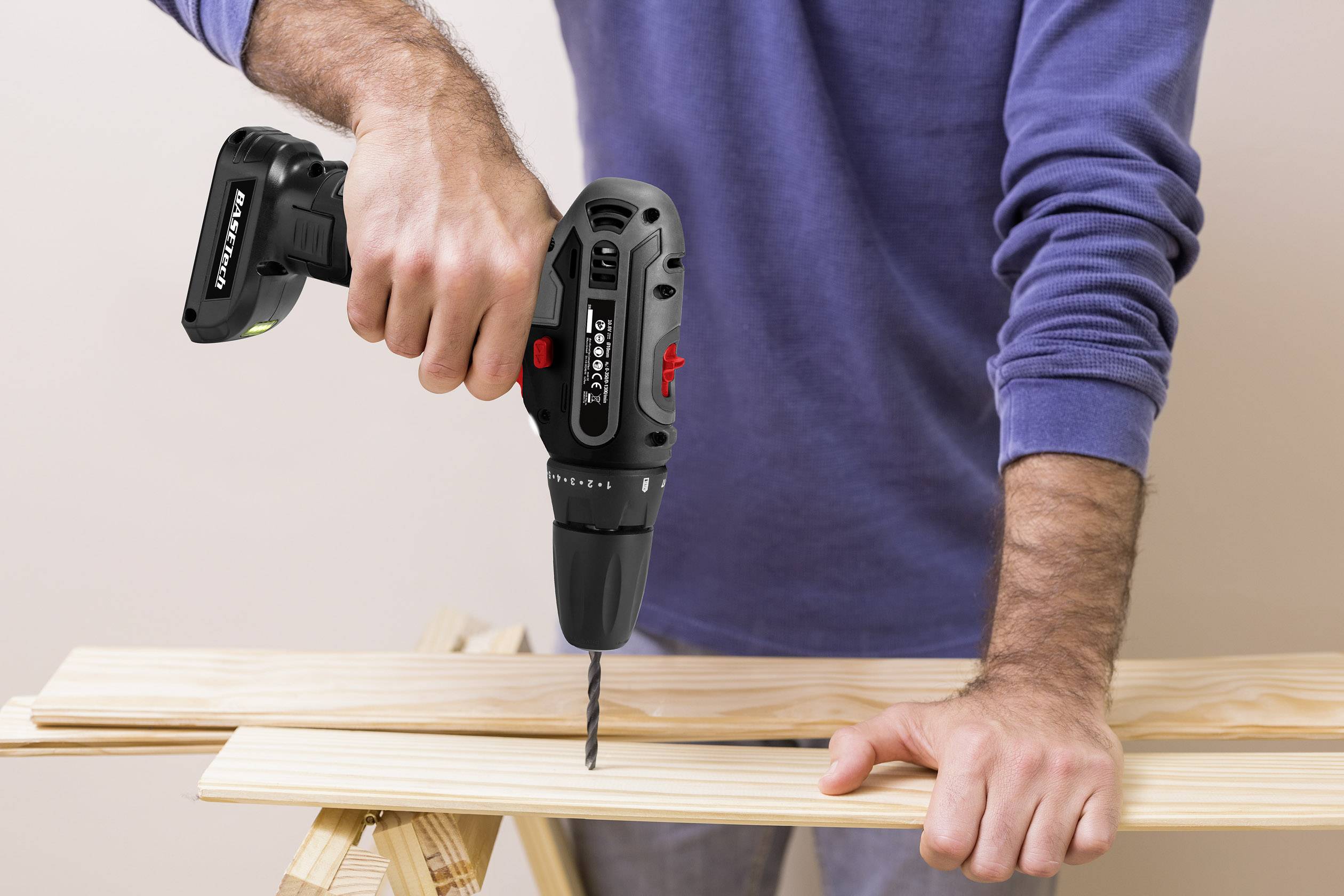 Basetech D011 1429465 Cordless drill 18 V 1.5 Ah Li-ion incl. rechargeables-3