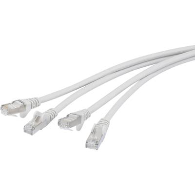 Renkforce RF-4288941 RJ45 Network cable, patch cable CAT 6A S/FTP 5.00 m Grey Flame-retardant, Duplex, incl. detent 1 pc