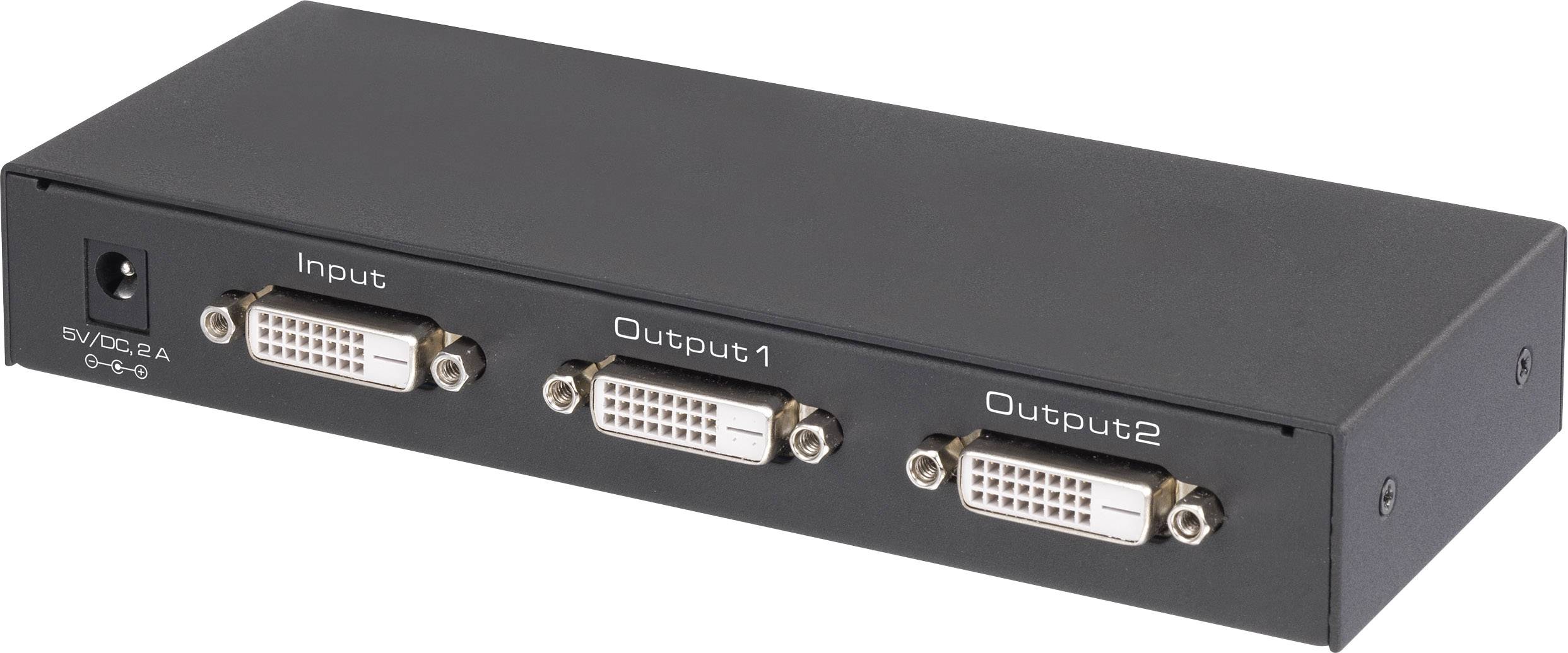 Renkforce 2 ports DVI splitter Ultra HD compatibility 3840 x 2160 p Black