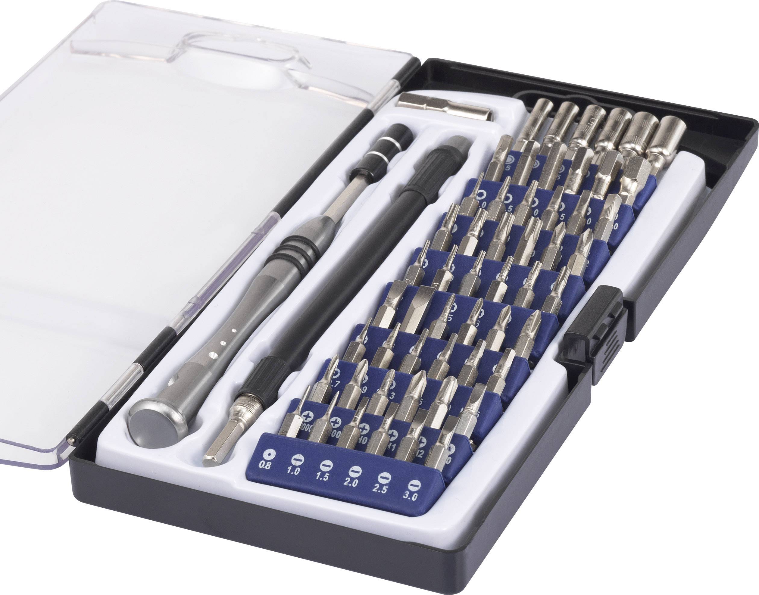 Basetech 1430586 Bit set 58-piece Slot, Phillips, Star, Star TH, Allen, Square socket, TA socket, Tri-Wing, Hex head, Pentalobular, JIS