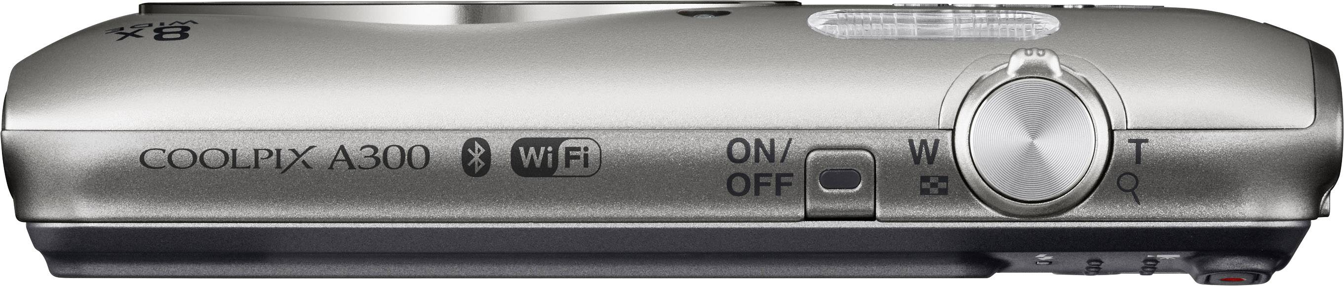 Nikon Coolpix A-300 Digital camera 20.1 MP Optical zoom: 8 x Silver Bluetooth, Wi-Fi-4
