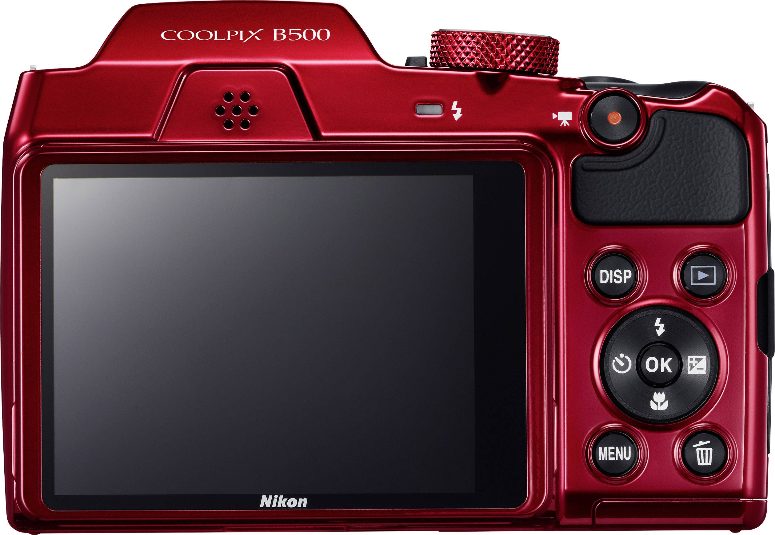 Nikon Coolpix B-500 Digital camera 16 MP Optical zoom: 40 x Red Full HD Video, Flip screen, Bluetooth-4