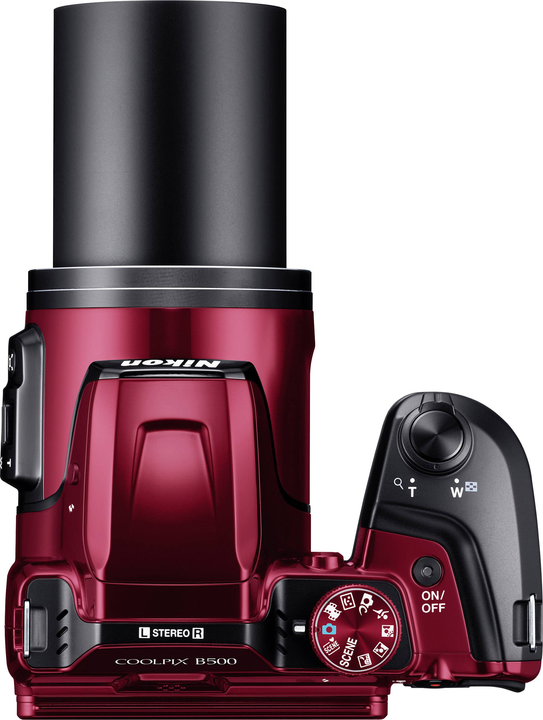 Nikon Coolpix B-500 Digital camera 16 MP Optical zoom: 40 x Red Full HD Video, Flip screen, Bluetooth-5