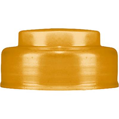 An orange, cylindrical lid on a white background.