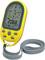 A yellow digital altimeter is showing an elevation of 2,068 metres. It features a compass, time display and grey strap.