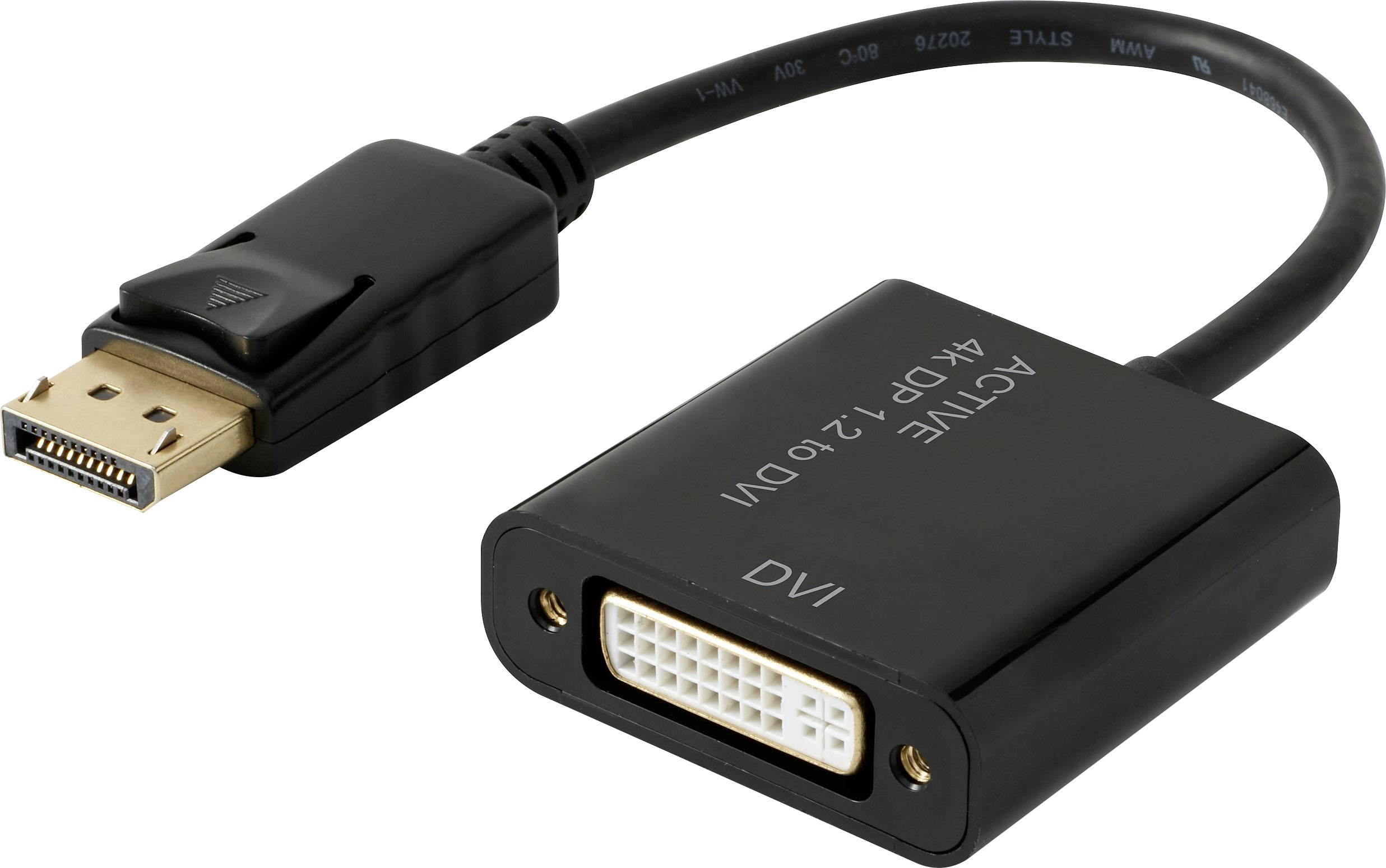 Renkforce RF-4299048 DisplayPort / DVI Adapter [1x DisplayPort plug - 1x DVI socket 29-pin] Black gold plated connectors 10.00 cm