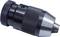 A black metal drill chuck, cylindrical in shape, with a knurled surface for improved grip.