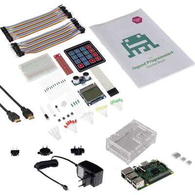  Jugend Programmiert Starter-Set 2.0 Raspberry Pi® 3 B 1 GB 4 x 1.2 GHz Sensors, Breadboard, LEDs, Display, PSU, HDMI ca