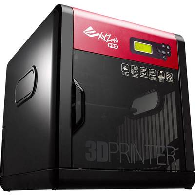 3D printer with red and black casing, display and control elements on the front panel. Brand logo visible at the top.