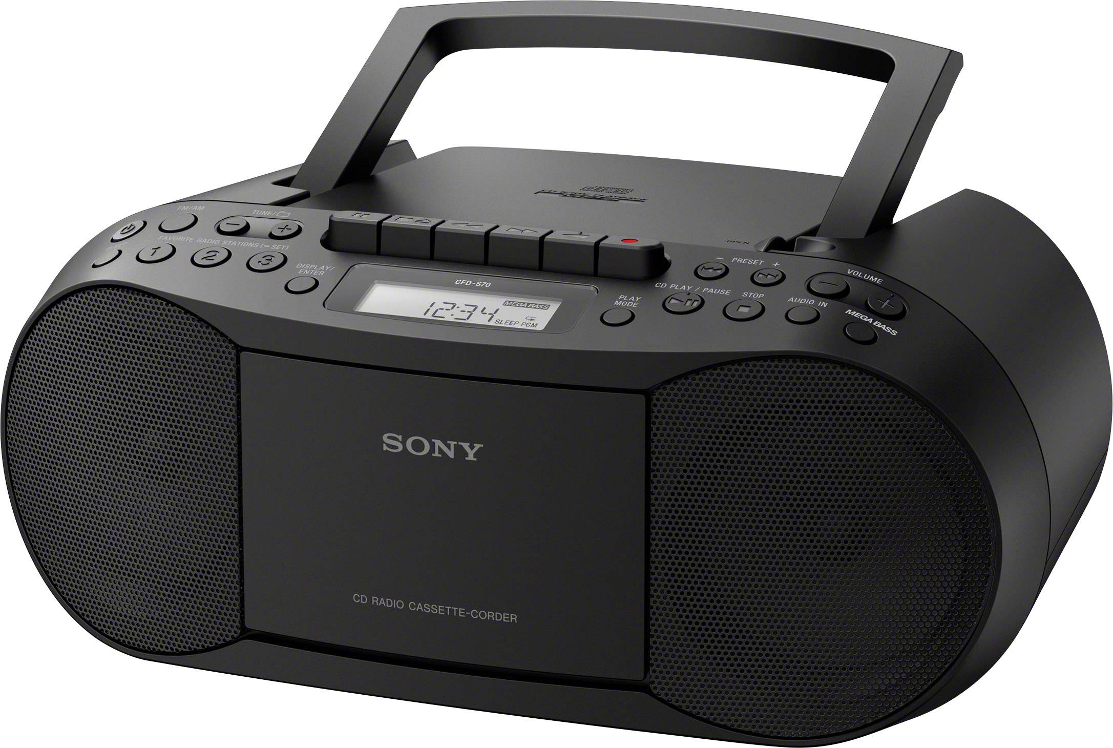 Radio CD player Sony CFD-S70B AUX, CD, Tape Recording mode Black |  