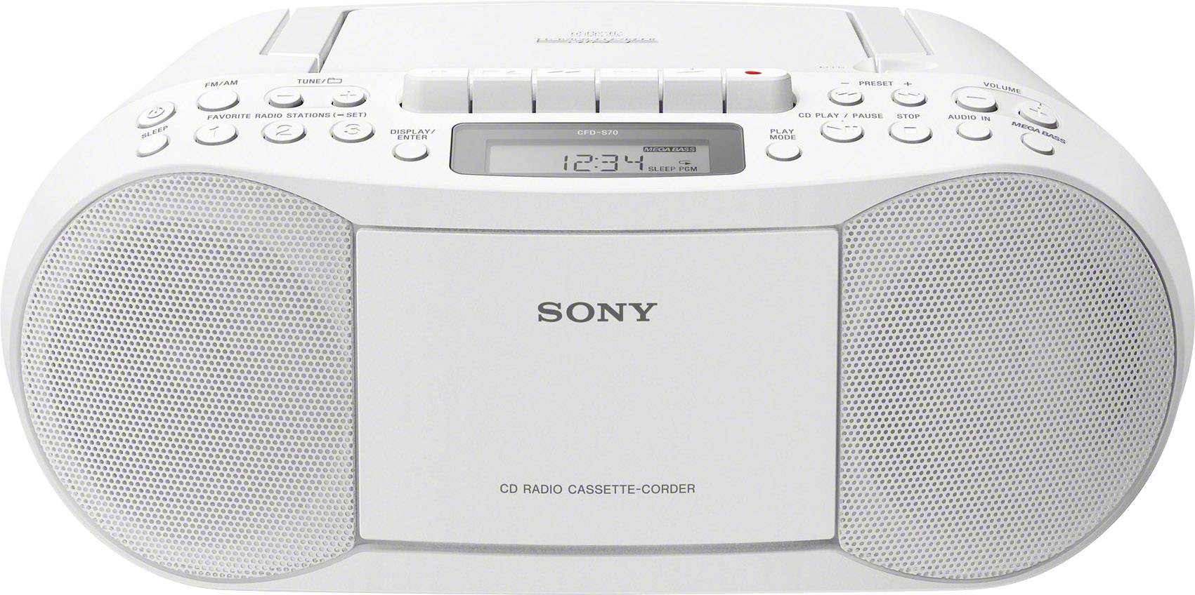 N/A Sony CFD-S70W AUX, CD, Tape Recording mode White | Conrad.com