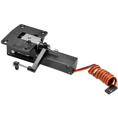 A black remote-controlled servo with cable, commonly used in model-making applications.