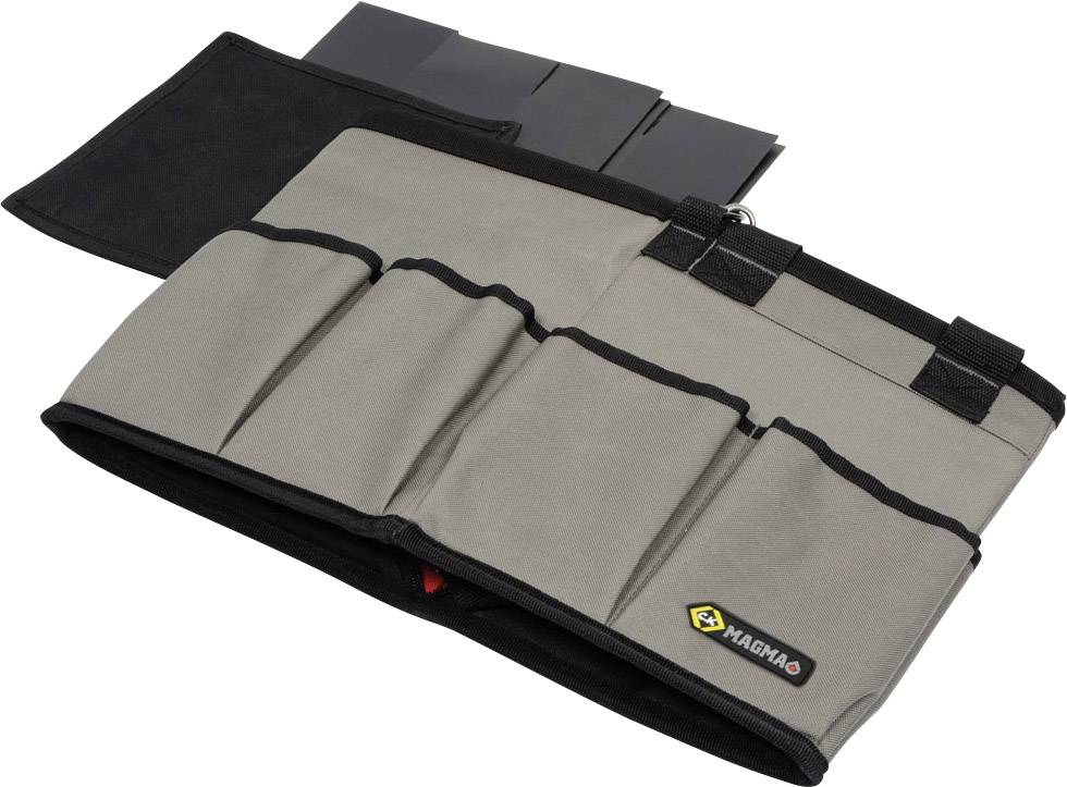 A beige Magma bag with multiple compartments for storage, marked with the Magma logo.