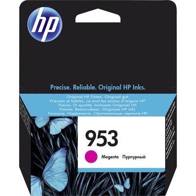 HP Printer Cartridge, Model 953, Colour Magenta. Packaging with blue butterflies and slogan 'Genuine HP Ink'.