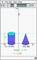 Graphic with a cylinder and a cone, both with blue volume. Details: Height 2.75, Radius 1.00; Cylinder volume: 8.64, Cone volume: 2.88.