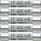 Five identical fine fuses, each labelled 'FF 630 mA DMI 1000 V', are stacked horizontally on top of each other.