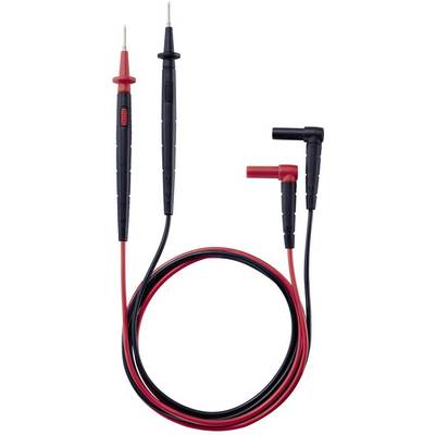 Two measurement leads in red and black with test probes and banana plugs, used for electrical measurements.