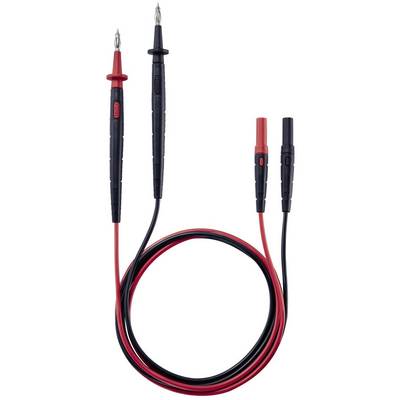 Two measurement leads, one red and one black, with insulated test probes and connection plugs; for electrical measuring instruments.
