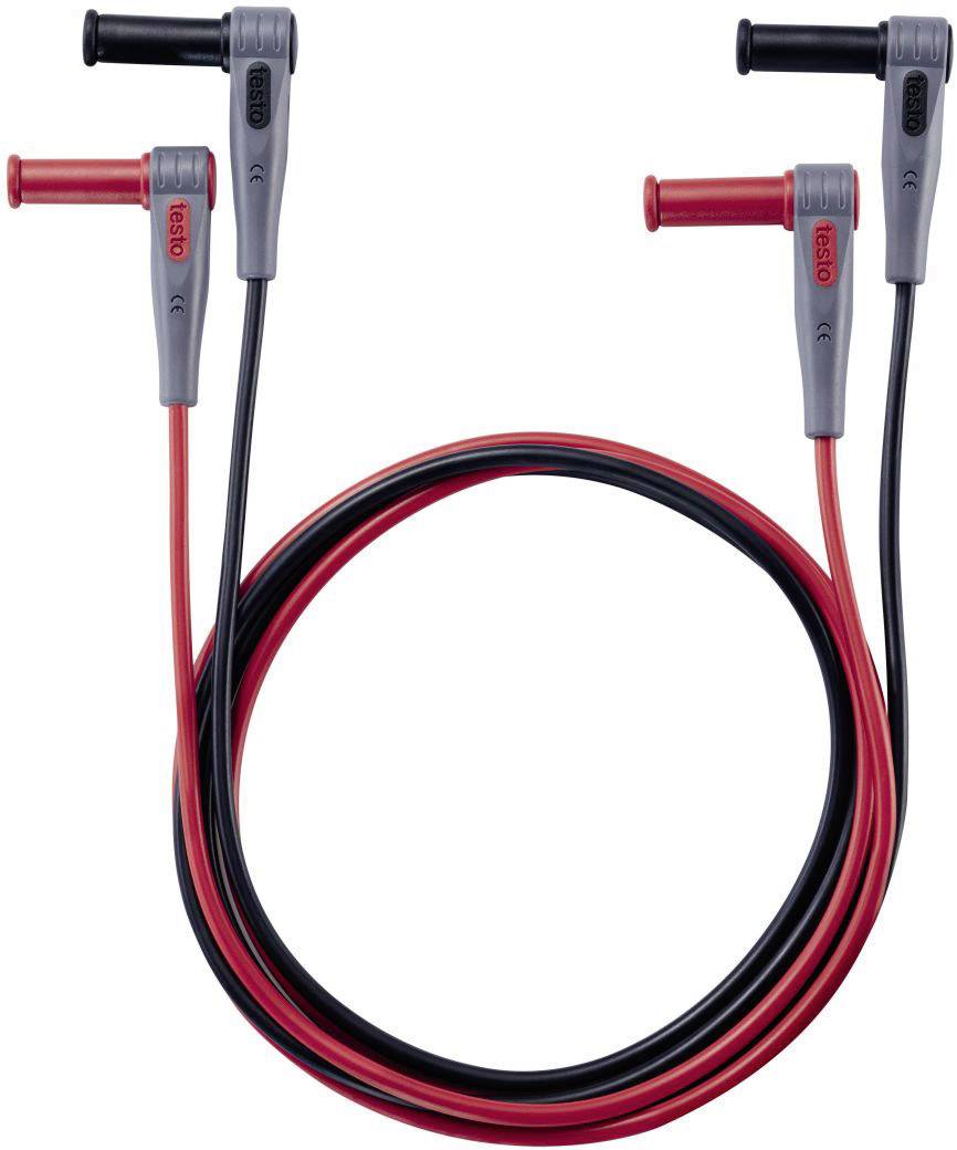 Red and black measurement cables with insulated crocodile clips, suitable for electrical testing.