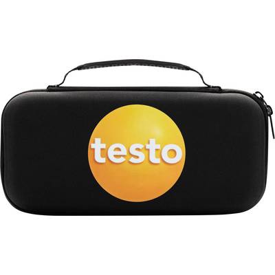 Black carrier bag with an orange circular logo and the word 'testo' in the centre.