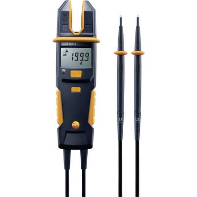 'Ammeter with digital display showing 199.9 A. Contains two test probes labelled L1 and L2.'