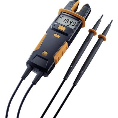 A digital voltage meter with two test leads, displaying '199.9' on the display.