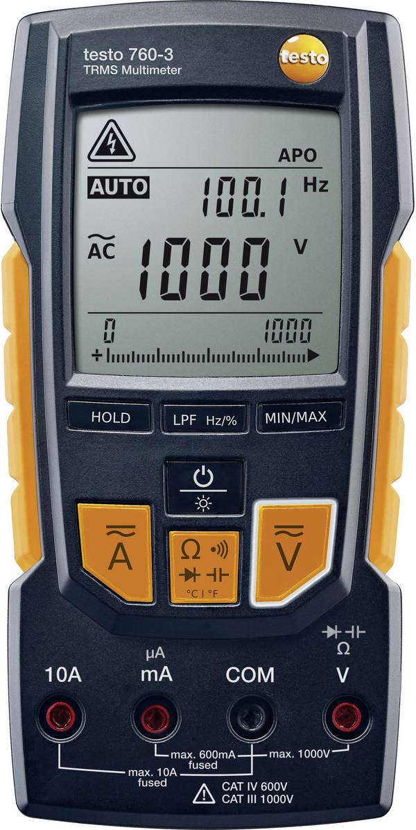 testo 760-3 Handheld multimeter Digital CAT III 1000 V, CAT IV 600 V Display (counts): 6000