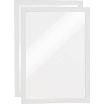 Two white, rectangular picture frames without images, slightly offset from each other.