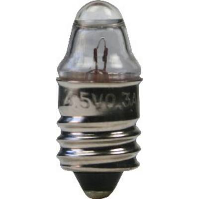 Small light bulb with silver base and transparent glass dome. Suitable for specialist applications with low voltage.
