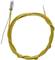 Yellow thermocouple cable, coiled, with plug and bare wire ends, for temperature measurement.