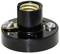Round black plastic lamp socket with two mounting screws. Top surface threaded for light bulb.