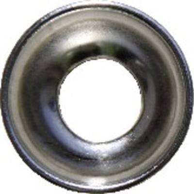 A silver metal part with a central hole, resembling a large washer.