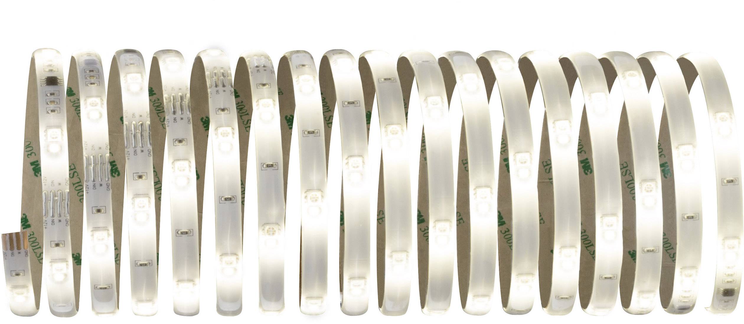 A backlit LED light strip displayed in a wave-like arrangement.