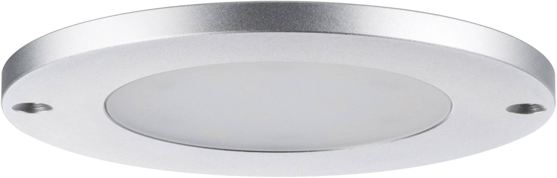 Round, silver LED ceiling light with a slim profile. Suitable for contemporary interior spaces.