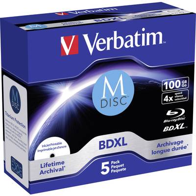 Verbatim 43834 Blank M-Disc Blu-ray DVD 100 GB 1 pc(s) Jewel case Printable