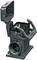 Black, open electrical socket with rectangular frame and cover; base for industrial applications.
