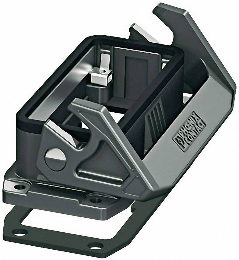 Industrial-robust connector base with two levers, suitable for heavy-duty applications, made of metal, suitable for indoor and outdoor use.