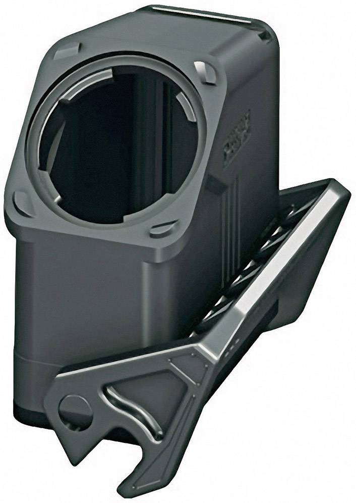 A grey, cylindrical device with a handle, likely a tool holder or accessory with an open circular end.