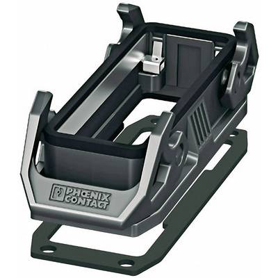 A rectangular industrial plug housing frame made of metal and plastic with side handles and the 'Phoenix Contact' logo.