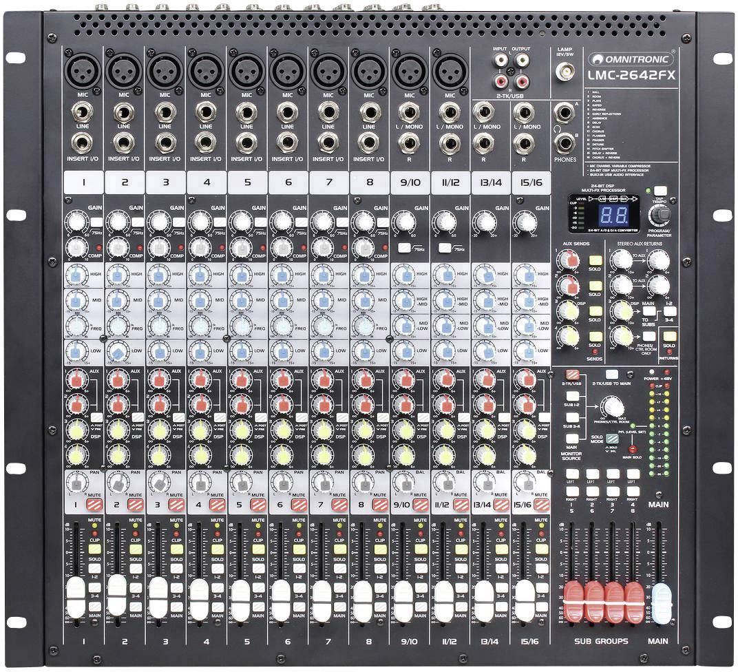 Omnitronic LMC-2642FX Mixing console No. of channels:16 USB port ...