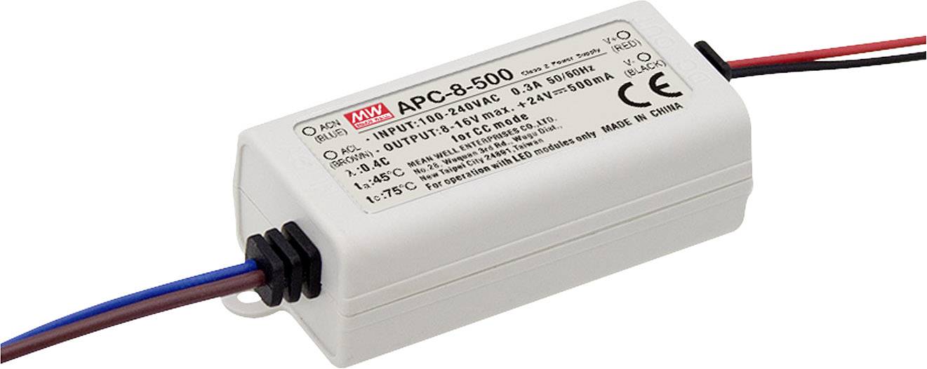 MW Mean Well APC-8-500 LED driver Constant current 8 W not dimmable, Surge protection 1 pc(s)