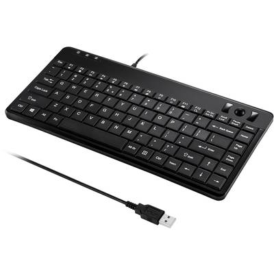 Perixx PERIBOARD-505HPDE USB Keyboard German, QWERTZ Black Built-in trackball , USB port 