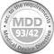 'Symbol of conformity according to EU Directive 93/42 for medical devices. Text: "MDD 93/42".'