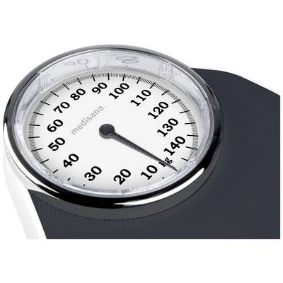 An analogue personal weighing scale with a dial displaying weight in kilograms from 0 to 140.