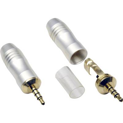Disassembled metal connector, comprising housing, plug and transparent protective cover. Suitable for technical cable connections.