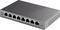 A TP-Link 8-Port Gigabit Easy Smart Switch with 4 PoE Ports. The device is grey and designed for network connections.