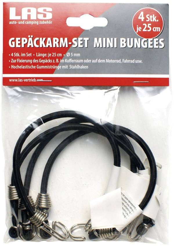 LAS 10331 Mini Bungees Bungee cord (Ø x L) 5 mm x 25 cm J hook-1