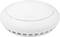 A round, white smoke detector with ventilation slots on its underside.