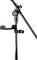 A black metal guitar stand with an adjustable tilt angle. Suitable for acoustic or electric guitars.