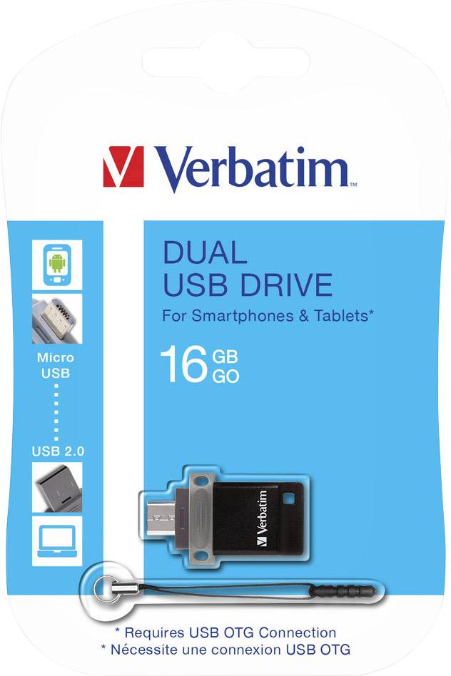 Verbatim Dual Drive USB smartphone/tablet extra memory 16 GB USB A (USB 2.0), Micro USB B (USB 2.0)-3